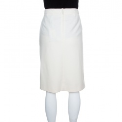Pre Owned Boss By Hugo Boss Cream Wool Vadelle Skirt M