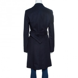 مملوكة مسبقًا معطف بوس باي هوغو بوس سيبينا صوف كشمير أزرق كحلي بحزام S