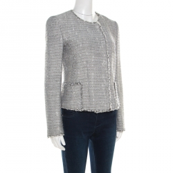 Pre Owned Boss Orange by Hugo Boss Monochrome Tweed Boucle Jacket M