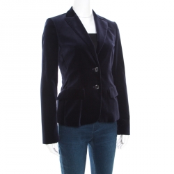 مملوكة مسبقًا جاكيت بليزر بوس باي هوغو بوس ياريس بزرين قطيفة أزرق كحلي S