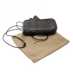 Pre Owned Bottega Veneta Dark Brown Intrecciato Leather High Tech Case Holder