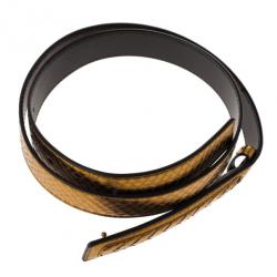 Pre Owned Bottega Veneta Gold Oro Bruciato Ayers Belt 95CM