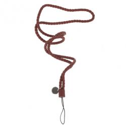 Pre Owned Bottega Veneta Brown Intrecciato Leather Phone Strap