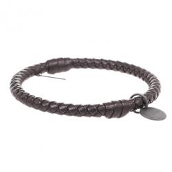 Pre Owned Bottega Veneta Intrecciato Nappa Dark Brown Bracelet Size M