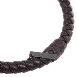 Pre Owned Bottega Veneta Intrecciato Nappa Dark Brown Bracelet Size M