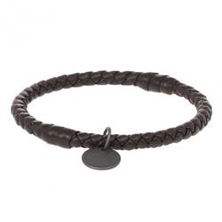 Pre Owned Bottega Veneta Intrecciato Nappa Dark Brown Bracelet S