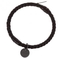 Pre Owned Bottega Veneta Intrecciato Nappa Dark Brown Bracelet S