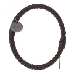 Pre Owned Bottega Veneta Intrecciato Nappa Dark Brown Bracelet S