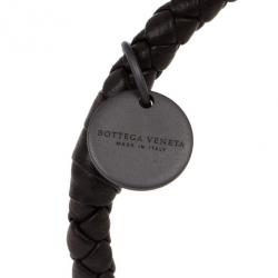 Pre Owned Bottega Veneta Intrecciato Nappa Dark Brown Bracelet S