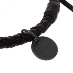 Pre Owned Bottega Veneta Dark Brown Intrecciato Nappa Bracelet S