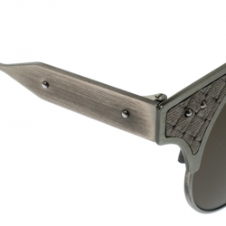 Pre Owned Bottega Veneta Grey/Brown BV0113S Round Sunglasses