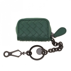 Bottega Veneta Green Intrecciato Leather Keyring Bag Charm