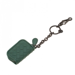Bottega Veneta Green Intrecciato Leather Keyring Bag Charm