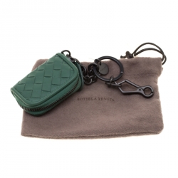 Bottega Veneta Green Intrecciato Leather Keyring Bag Charm