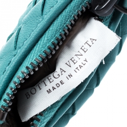 Bottega Veneta Green Intrecciato Leather Mini Cosmetic Key Ring Bag Charm