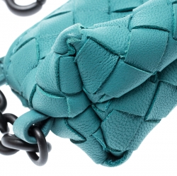 Bottega Veneta Green Intrecciato Leather Mini Cosmetic Key Ring Bag Charm
