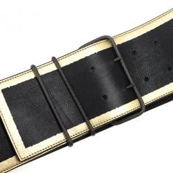 Pre Owned Bottega Veneta Black Leather Waist Belt 85 CM
