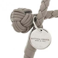 Pre Owned Bottega Veneta Beige Woven Intrecciato Leather Knot Bracelet 25 CM