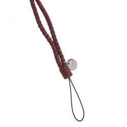 Pre Owned Bottega Veneta Brown Intrecciato Leather Phone Strap