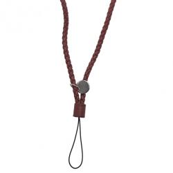 Pre Owned Bottega Veneta Brown Intrecciato Leather Phone Strap