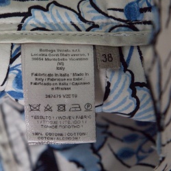 Pre Owned Bottega Veneta Off White and Blue Floral Printed High Waist Shorts S