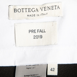 Pre Owned Bottega Veneta Dark Brow Crepe Buttoned Pencil Skirt M