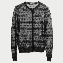 Bottega Veneta Black Crochet Knit Buttoned Cardigan S