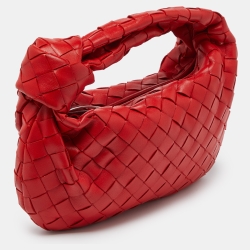 مملوكة مسبقًا Bottega Veneta Red Intrecciato Leather Mini Jodie Hobo