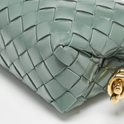 Pre Owned Bottega Veneta Green Intrecciato Leather Mini Loop Crossbody Bag