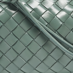 Pre Owned Bottega Veneta Green Intrecciato Leather Mini Loop Crossbody Bag