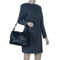 Pre Owned Bottega Veneta Black Nappa Mini Intrecciato Shoulder Bag