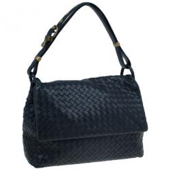 Pre Owned Bottega Veneta Black Nappa Mini Intrecciato Shoulder Bag