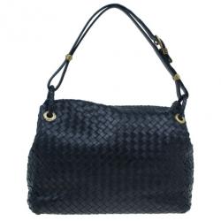 Pre Owned Bottega Veneta Black Nappa Mini Intrecciato Shoulder Bag