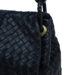 Pre Owned Bottega Veneta Black Nappa Mini Intrecciato Shoulder Bag