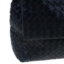 Pre Owned Bottega Veneta Black Nappa Mini Intrecciato Shoulder Bag
