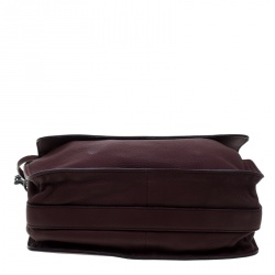 Pre Owned Bottega Veneta Burgundy Intrecciato Leather Drawstring Flap Shoulder Bag