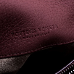 Pre Owned Bottega Veneta Burgundy Intrecciato Leather Drawstring Flap Shoulder Bag