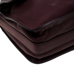 Pre Owned Bottega Veneta Burgundy Intrecciato Leather Drawstring Flap Shoulder Bag