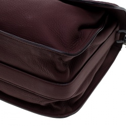 Pre Owned Bottega Veneta Burgundy Intrecciato Leather Drawstring Flap Shoulder Bag