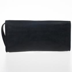 Pre Owned Bottega Veneta Black Waxed Leather Clutch
