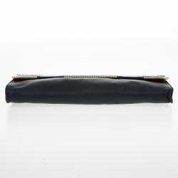Pre Owned Bottega Veneta Black Waxed Leather Clutch