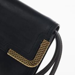 Pre Owned Bottega Veneta Black Waxed Leather Clutch