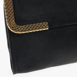 Pre Owned Bottega Veneta Black Waxed Leather Clutch