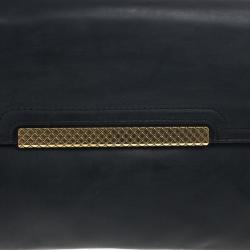 Pre Owned Bottega Veneta Black Waxed Leather Clutch