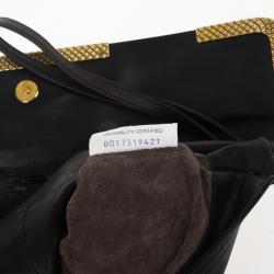 Pre Owned Bottega Veneta Black Waxed Leather Clutch