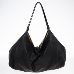 Pre Owned Bottega Veneta Black Nero Waxed Leather Metal Bag