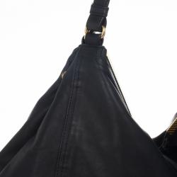 Pre Owned Bottega Veneta Black Nero Waxed Leather Metal Bag