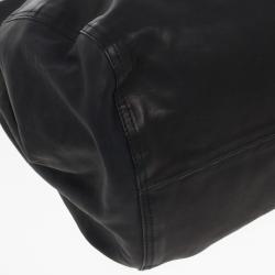 Pre Owned Bottega Veneta Black Nero Waxed Leather Metal Bag