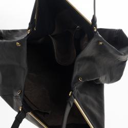 Pre Owned Bottega Veneta Black Nero Waxed Leather Metal Bag