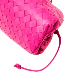 Pre Owned Bottega Veneta Pink Intrecciato Leather Pouch Bag